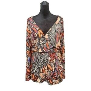 H&M Long Sleeve Jungle Safari Print V-Neck Long Sleeve Romper Size 8